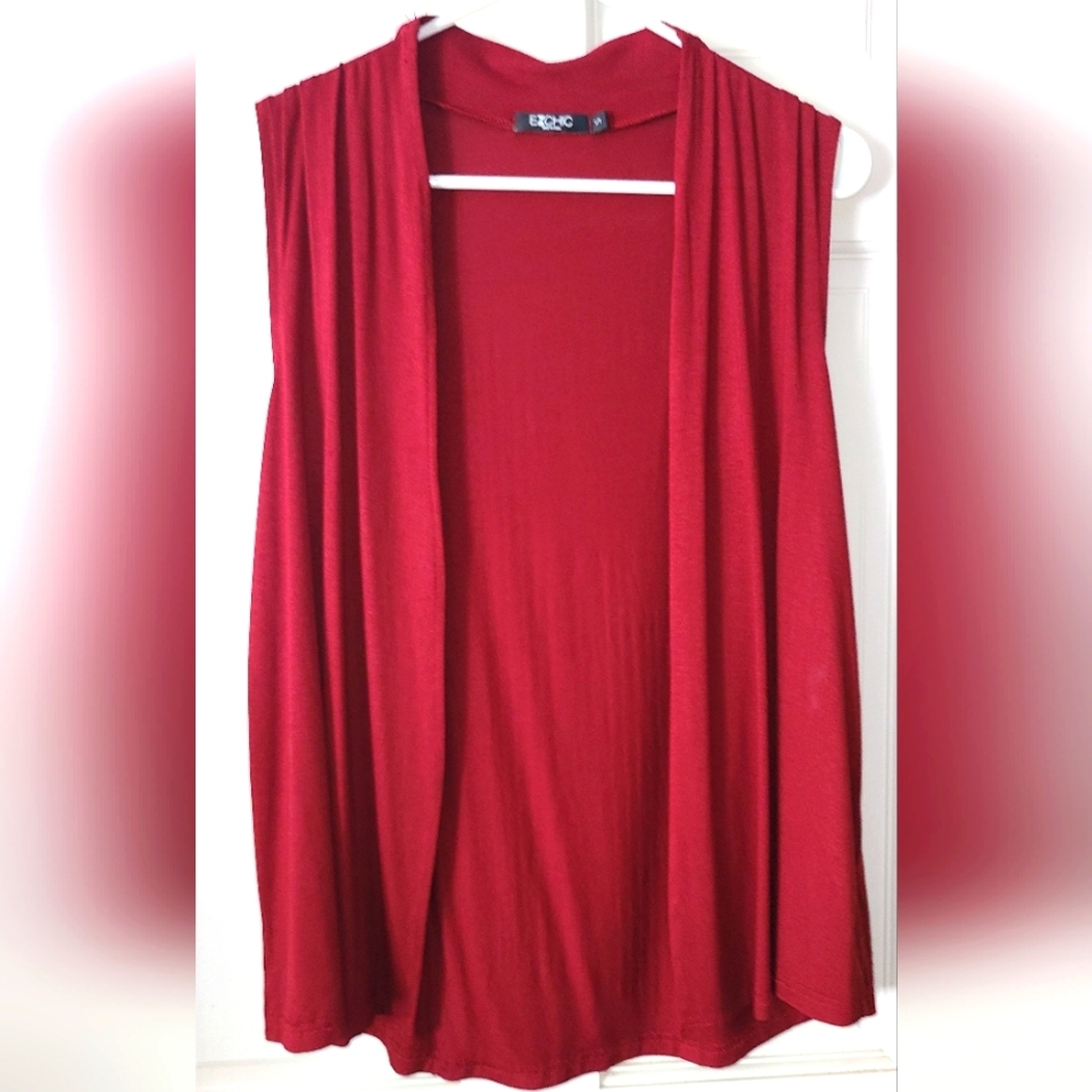 ExChic Burgundy Sleeveless Lightweight Cardigan